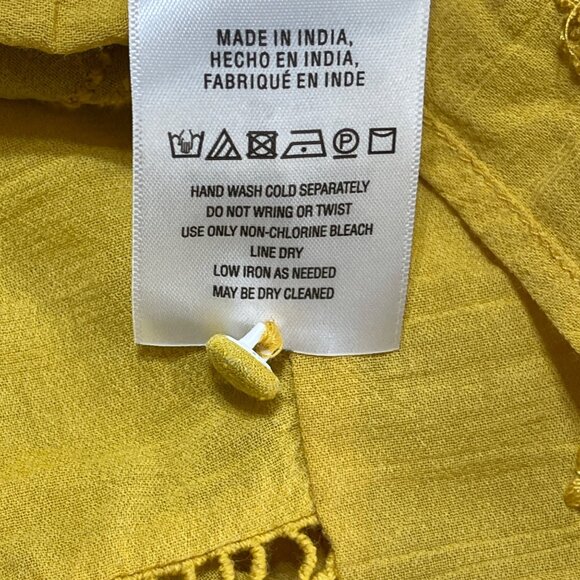 Akemi + Kin Tunic Dress Yellow Gold Slip Embroidery Bell Sleeve Size XL Extra La - Picture 11 of 14